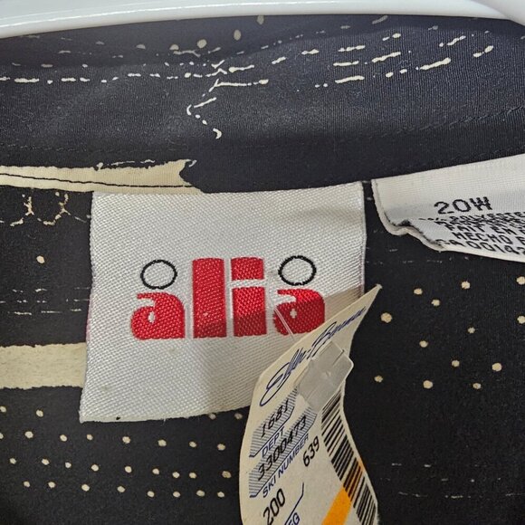 Alia Blouse Black Cream Button Down Polka Dot Patchwork Office 20WP Deadstock - Picture 9 of 14